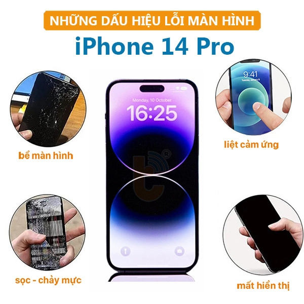 Các dấu hiệu lỗi màn hình iphone  14 pro