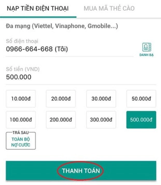 cách nạp tiền viettel 18