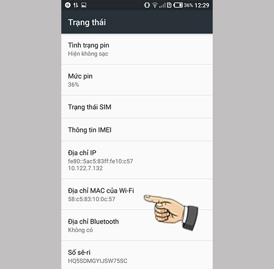 cách xem địa chỉ MAC của điện thoại Samsung 3