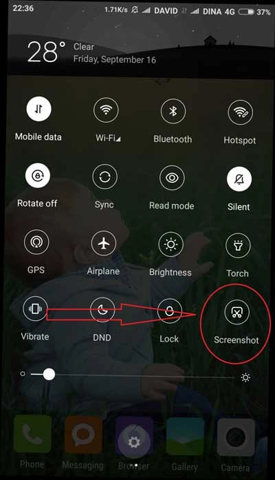 Chụp ảnh màn hình bằng thanh thông báo