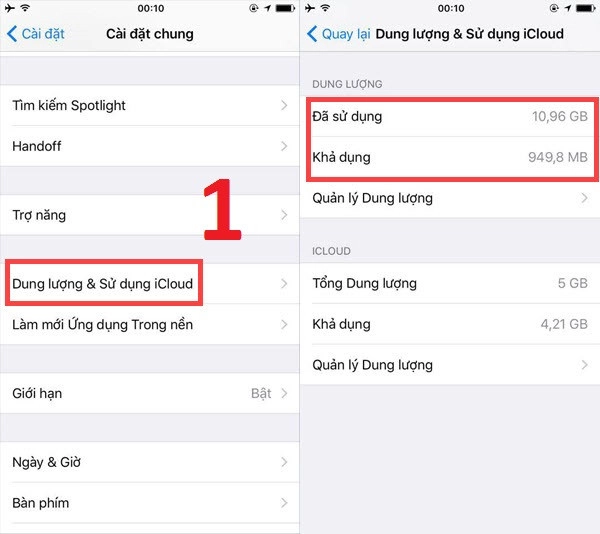 giải phóng bộ nhớ cho iPhone 11