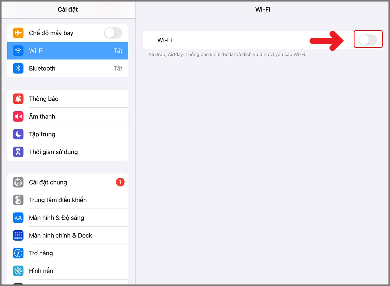 Tắt WiFi và bật lại.