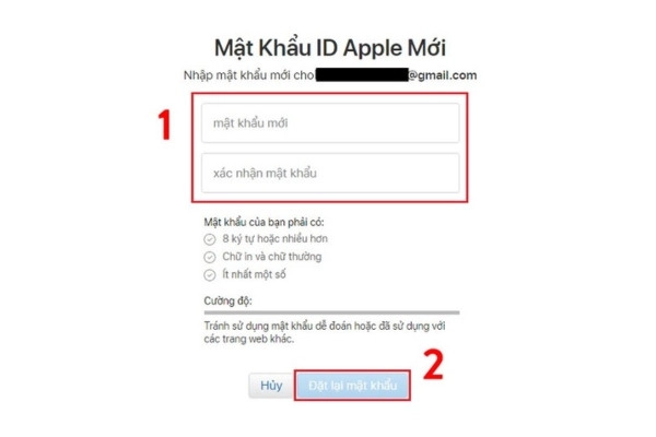 xác nhận mật khẩu mới
