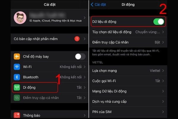 Cách tắt dữ liệu di động iphone 13