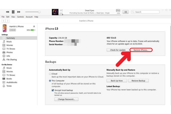 Bước 4 restore iphone 13