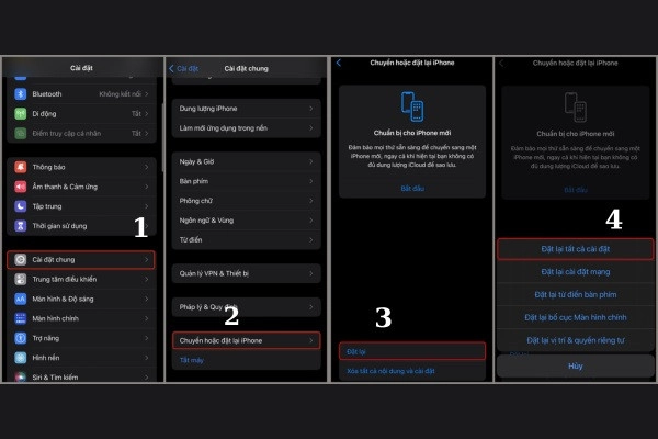 Cách reset cài đặt iphone