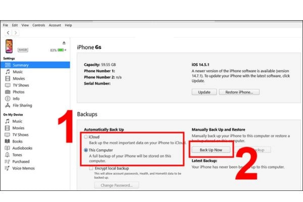 Sao lưu dữ liệu khi restore iphone
