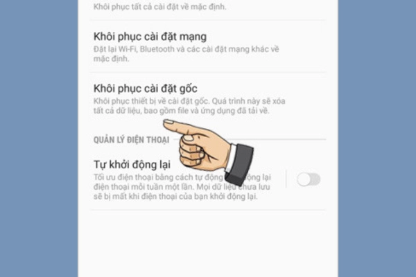 khôi phục cài đặt gốc samsung 3