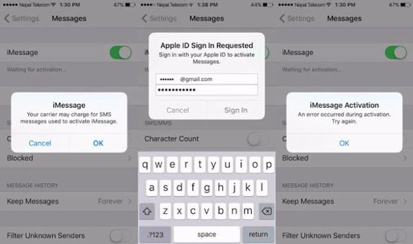 không kích hoạt được imessage 2