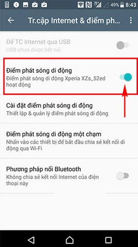 Phát Wifi trên Sony Xperia XA 4