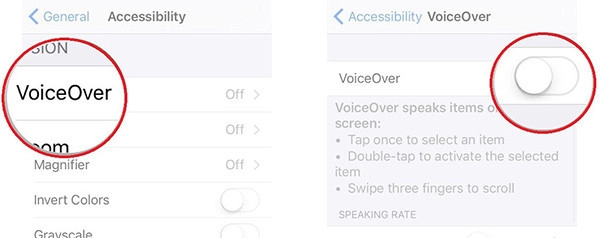 tắt chế độ voiceover 1