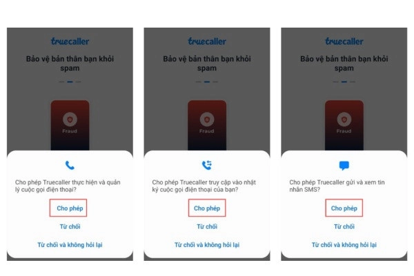 Cho phép Truecaller truy cập vào danh bạ