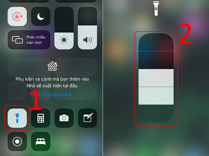 bật đèn pin iphone 6 5