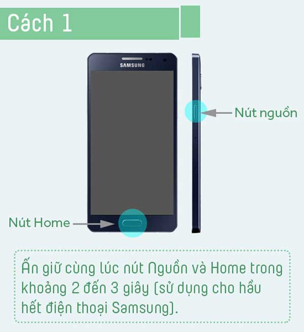 Ấn đồng thời nút home và nút nguồn là một cách chụp màn hình trên samsung thông dụng nhất.