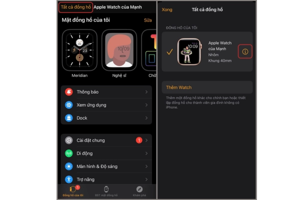 cách huỷ ghép đôi apple watch 1