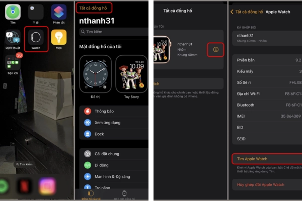 Cách hủy ghép đôi Apple Watch