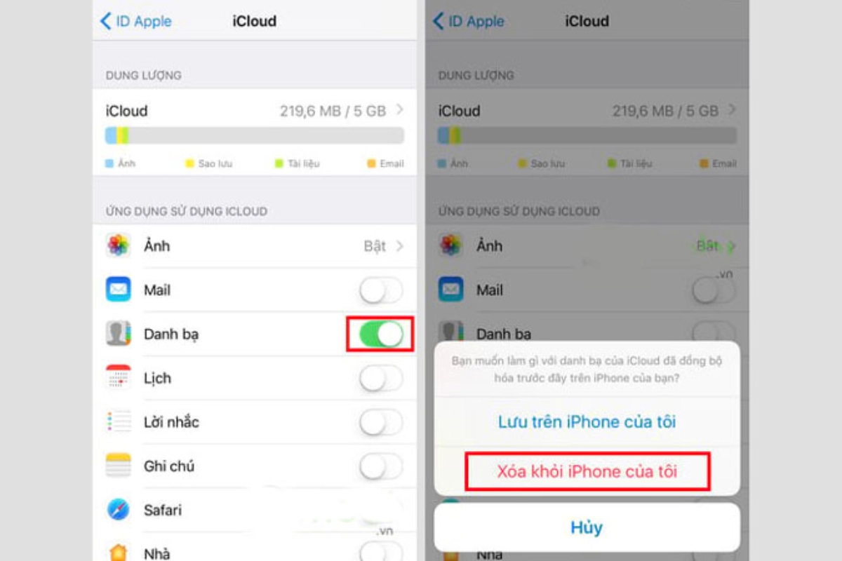 Chọn xóa khỏi iPhone của tôi