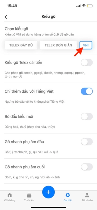 gõ vni tren iphone 5