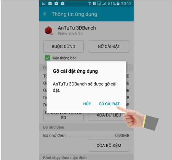 Bấm gỡ cài đặt