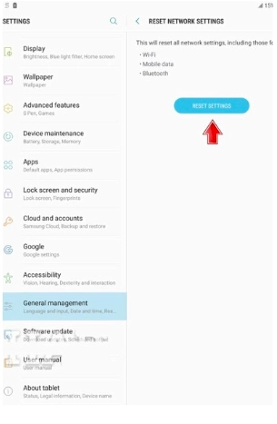 hard reset máy tính bảng