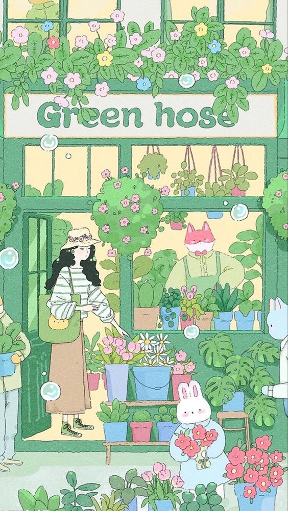 Hình nền iphone 6s plus cute quán cây xanh