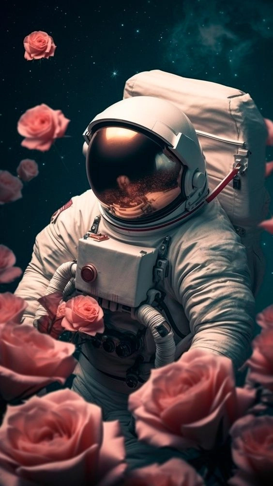 hình nền phi hành gia hoa 2