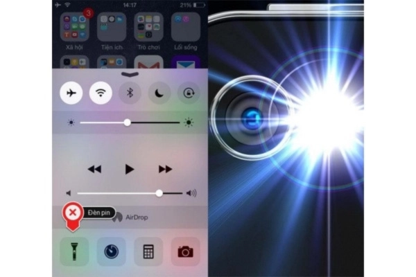 Bật thử tính năng đèn pin xem đèn Flash