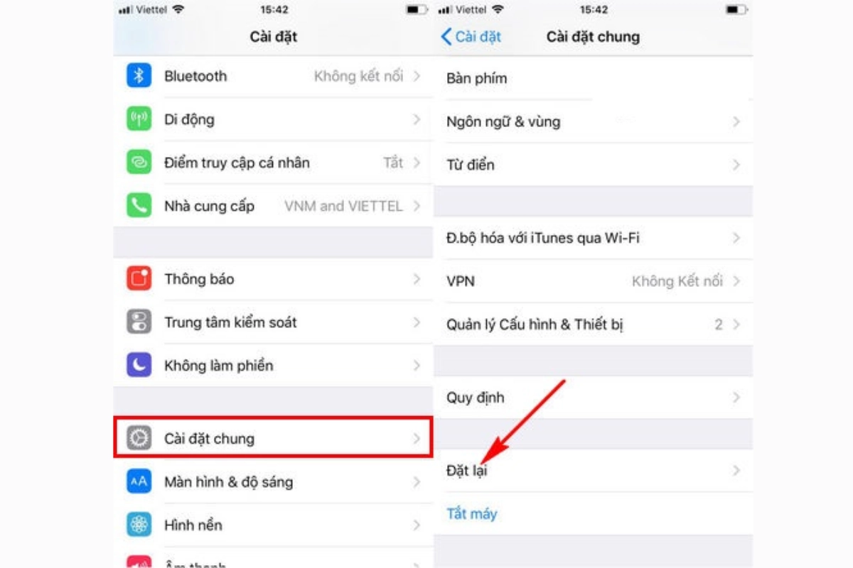 Đặt lại cài đặt mạng trên iPhone