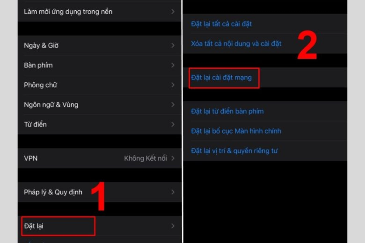 Thiết lập lại cài đặt mạng bước 2