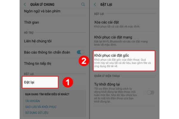 khôi phục cài đặt