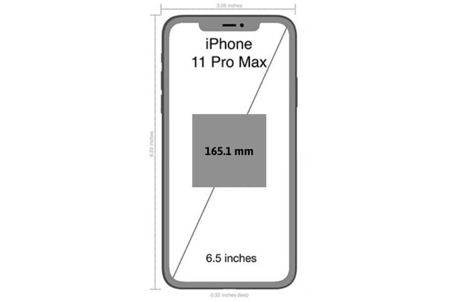 Kích thước màn hình iPhone 11 Pro Max là 6.5 inch