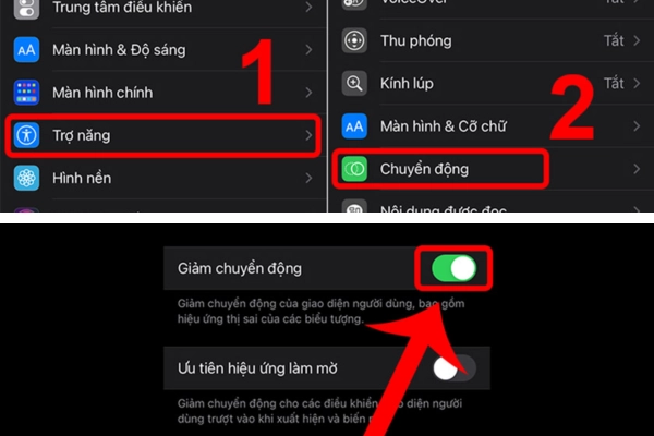 Các bước giảm chuyển động iPhone