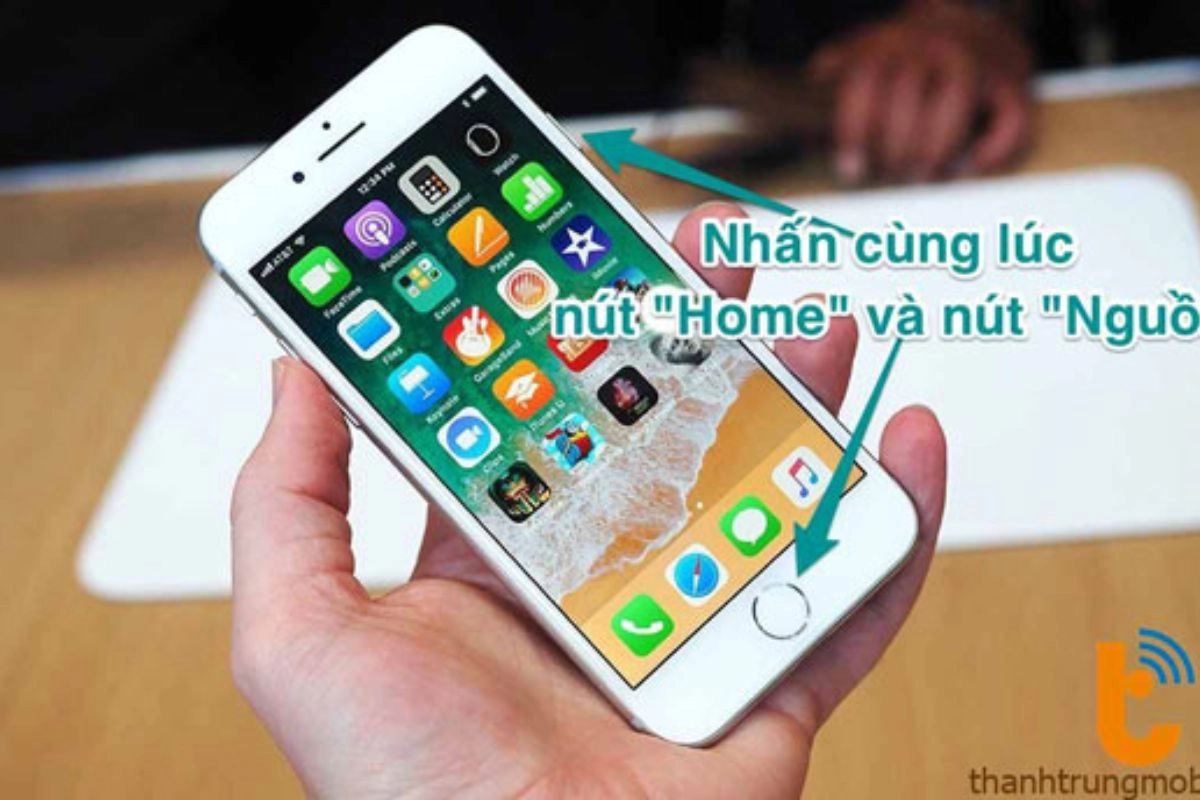 Nhấn nút home + nút nguồn