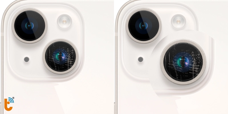 trầy camera sau iphone 14