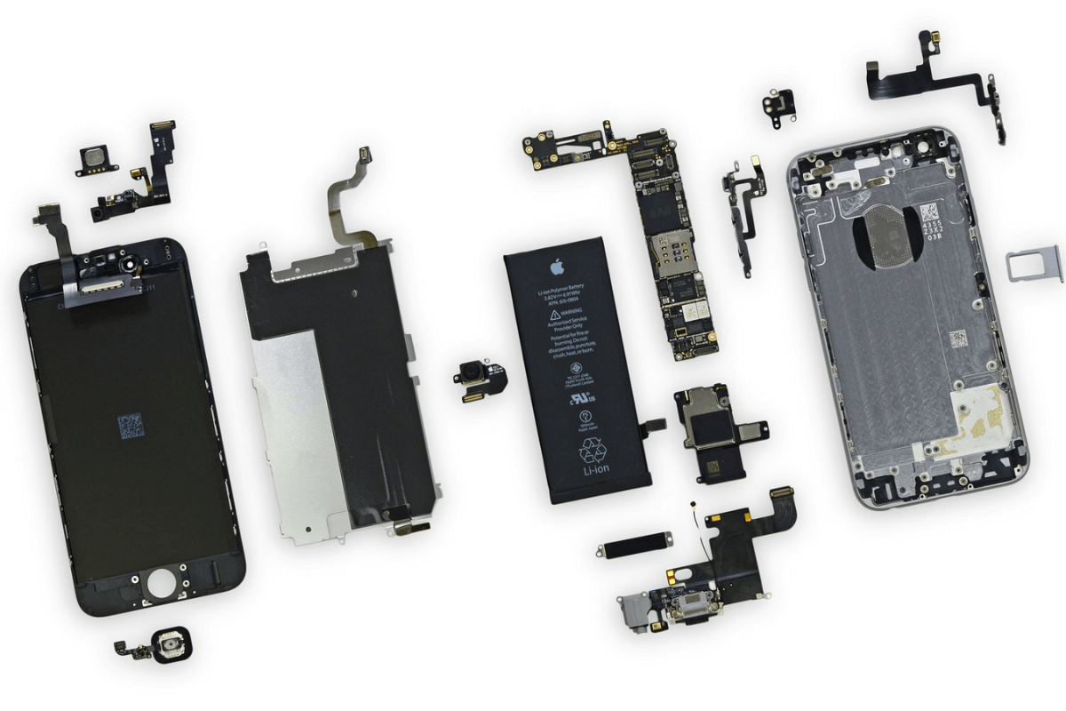 Các bước tháo linh kiện chuẩn bị thay sườn điện thoại iPhone 6 Plus