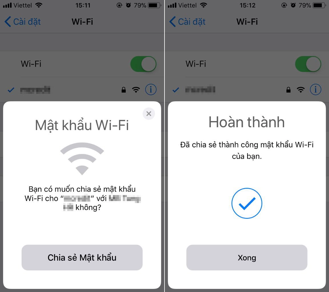 chia sẻ mật khẩu wifi trên iphone