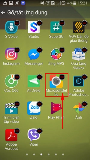 Chọn ứng dụng cần xóa