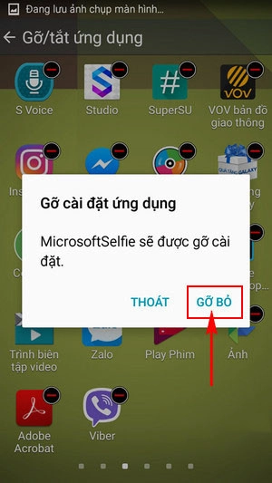 ỡ/tắt ứng dụng ở Menu đã hiện ra