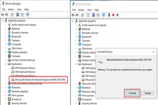 Chọn gỡ cài đặt