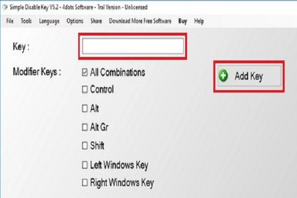Chọn mục Add Key