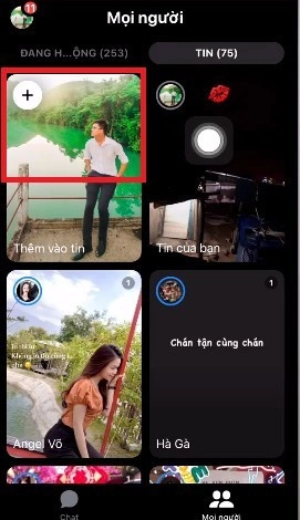 Chọn vào dấu cộng tại phần Tin của bạn