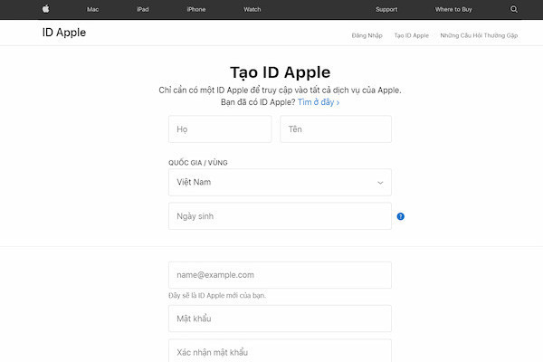 Cách tạo ID Apple trên trình duyệt