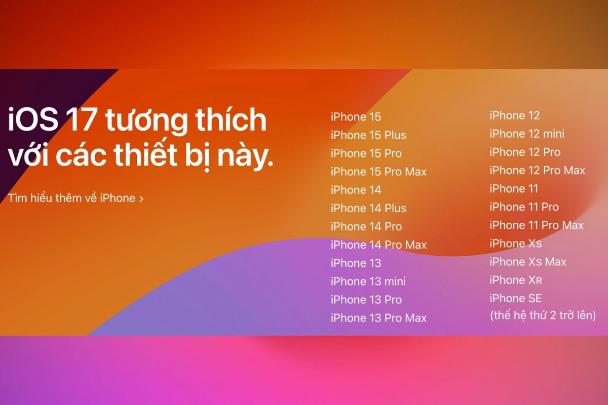 iOS 17 tương thích với các thiết bị nào?