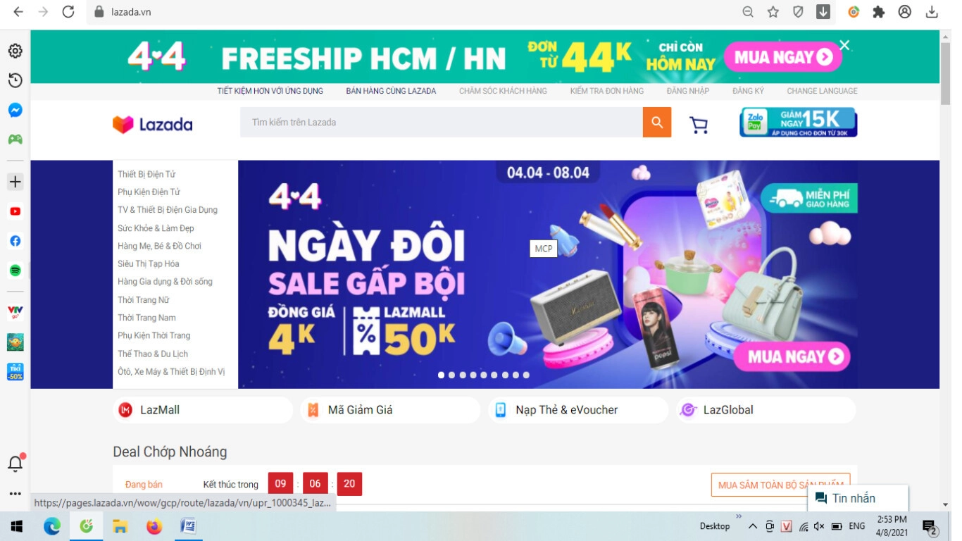  Giao diện ứng dụng Lazada