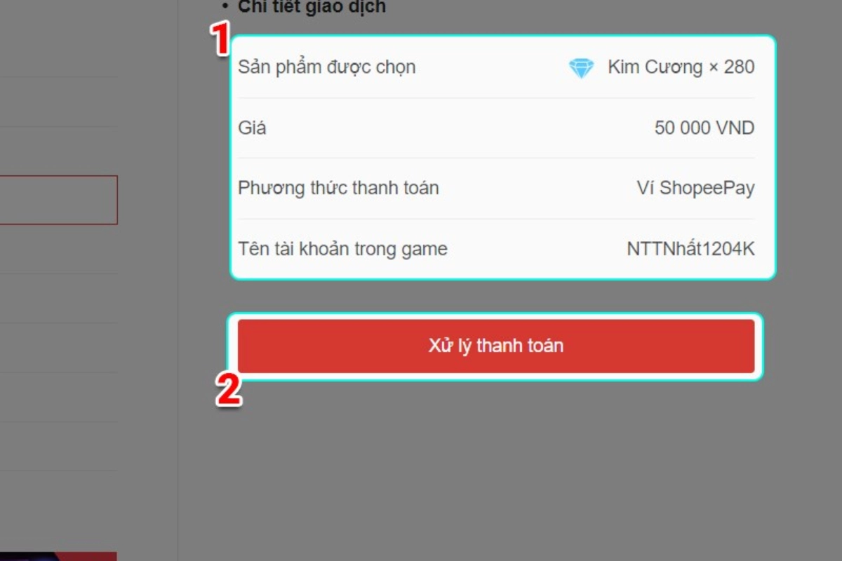Xác nhận thông tin nạp tiền