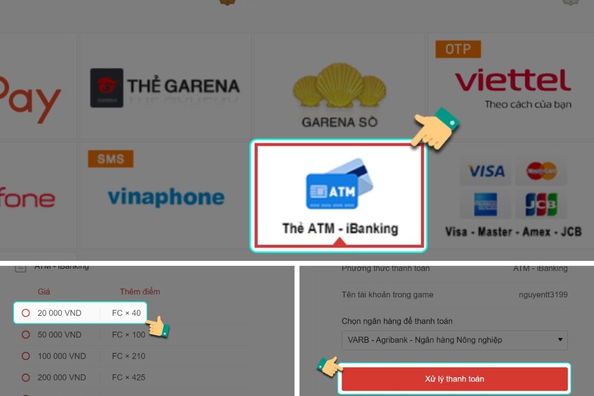  Nạp bằng thẻ ATM/Ngân hàng điện tử