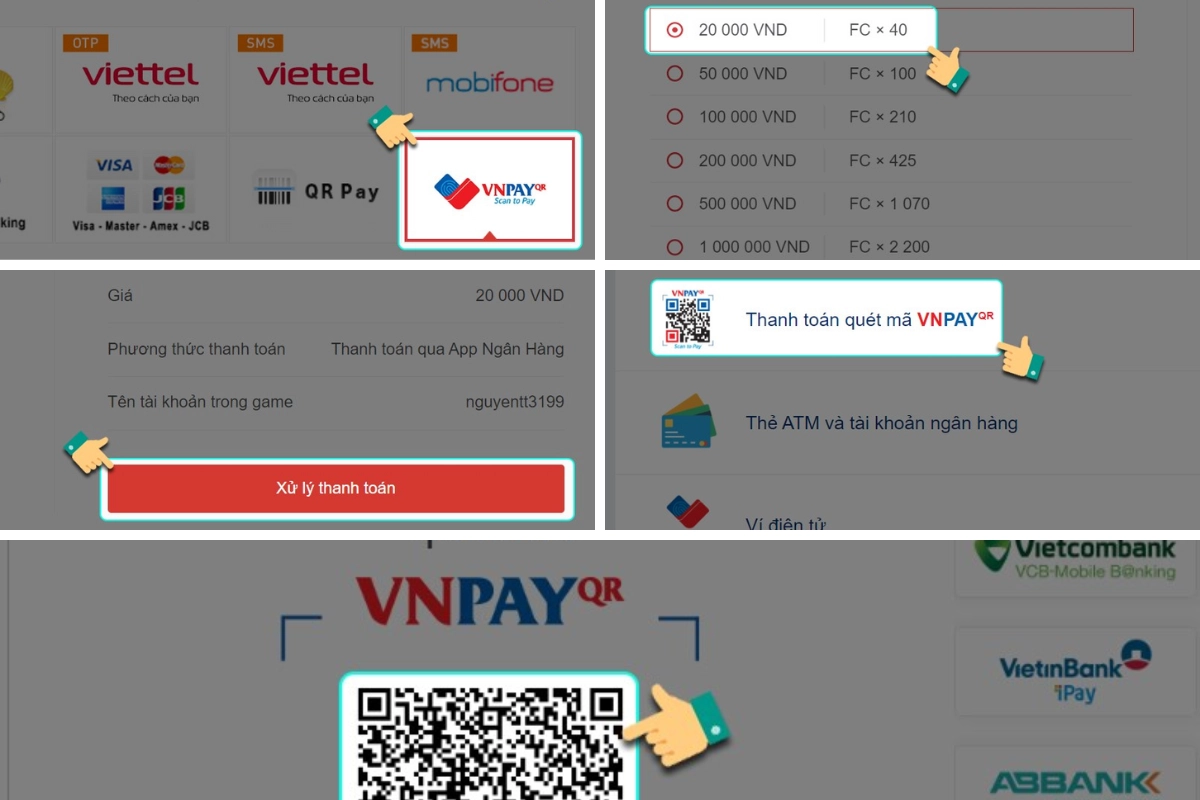  Garena nạp thẻ bằng VNPAY