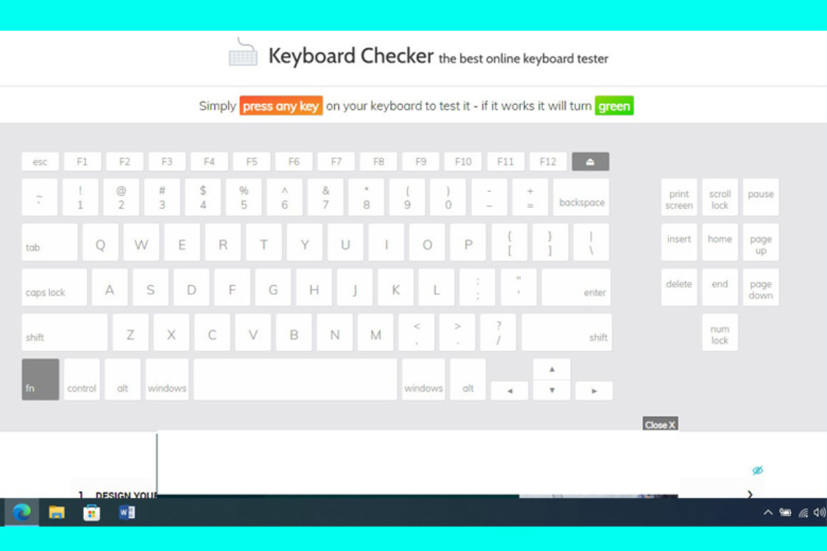 Test bàn phím MacBook thông qua website Keyboard Checker