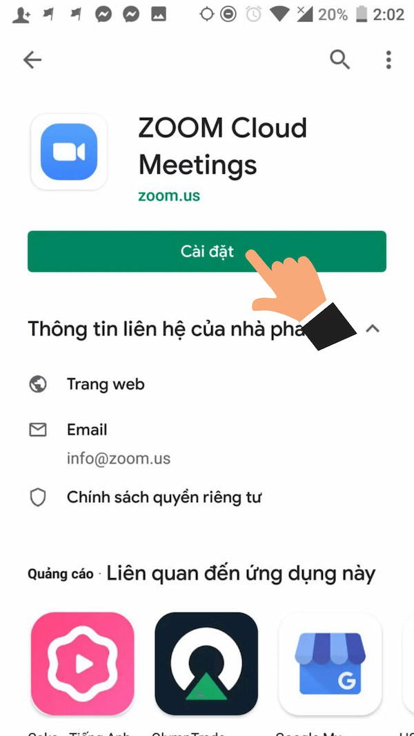 Điện thoại Android tải Zoom Meeting trên ứng dụng CH Play