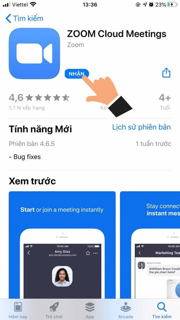 Điện thoại iPhone tải Zoom Meeting trên ứng dụng App Store